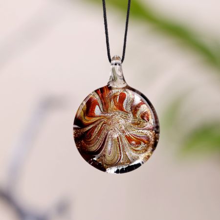 Round Multicolor Lampwork Glass Pendant for Necklace - 1 Piece